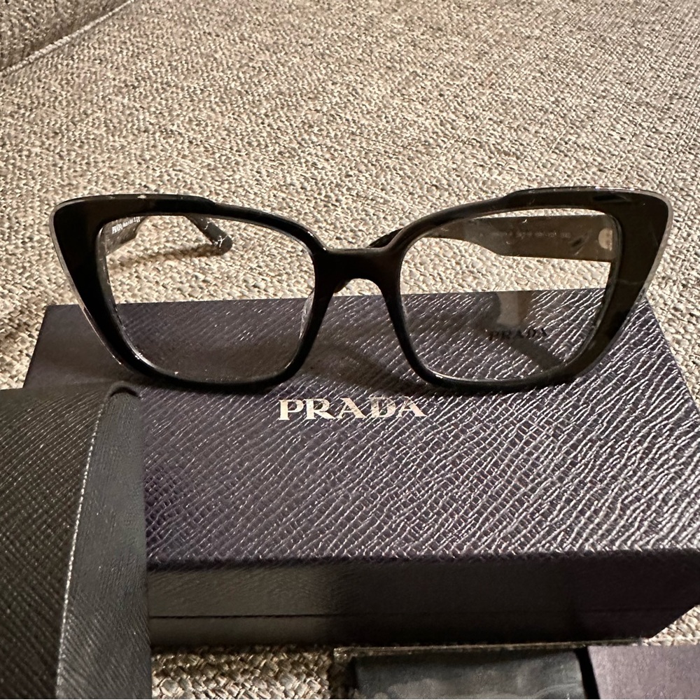 NWT Authentic Prada Eyeglasses VPR01Y 09V-1O1 Black Full Rim Frames 53MM RX-ABLE